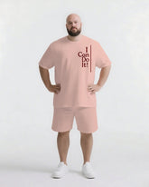 No Matter What You Can Do It Big & Tall Men's Simple Lettering T-shirt 2-Piece Set